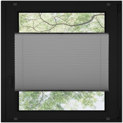 RENA No-Drill Pleated Blind for Windows | Pleated Shades for Windows & Doors | Custom-Made Blackout Blind | Indoor Window Blind | Gray 125 x 80 cm | Anthracite Mechanism