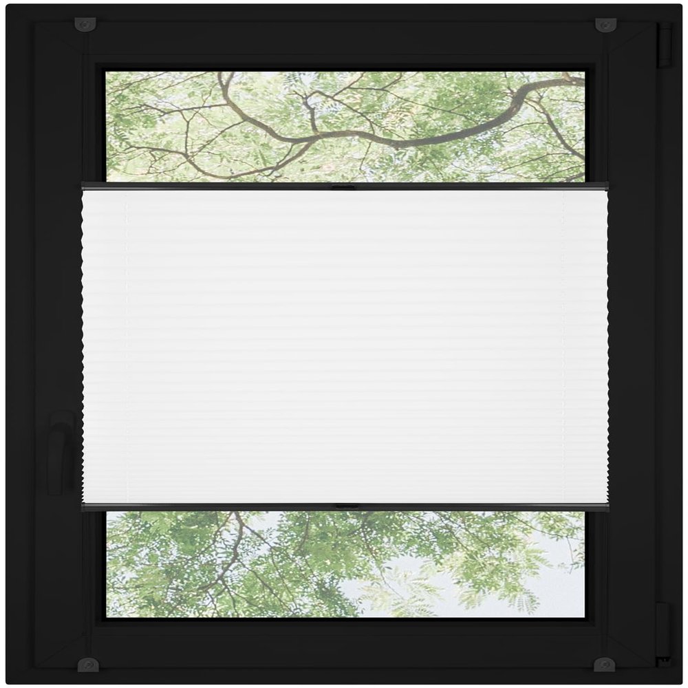 RENA No-Drill Pleated Blind for Windows & Doors, Made-to-Measure Blackout, White, 130 x 220 cm, Anthracite Mechanism