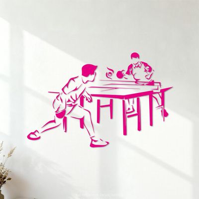 Rose Red Table Tennis Player PVC Wall Decal, 48 x 74.1 cm, Wall-Safe