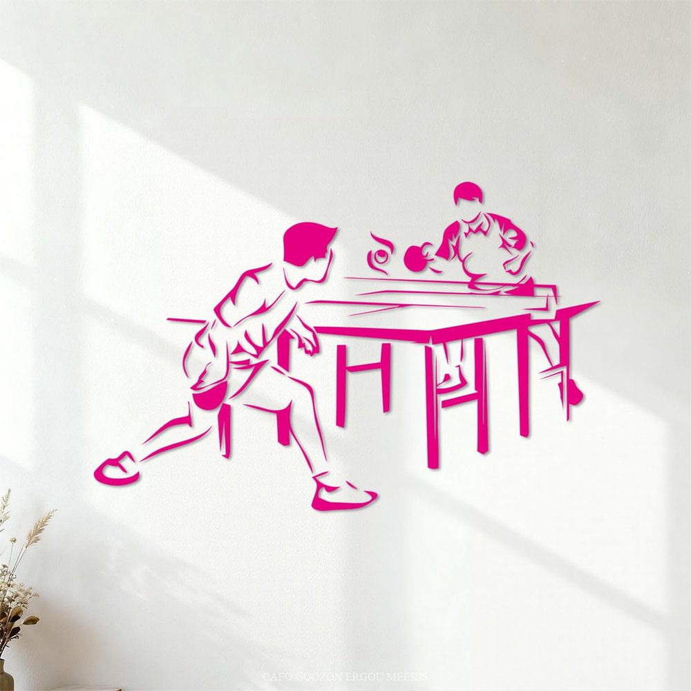 Rose Red Table Tennis Player PVC Wall Decal, 48 x 74.1 cm, Wall-Safe