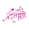 Rose Red Table Tennis Player PVC Wall Decal, 48 x 74.1 cm, Wall-Safe view 2