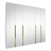 Mirjan24 Veluna III 300 6-Door Wardrobe with Mirrors, Shelves and Clothing Rails, White/White + Gold view 1