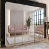 Mirjan24 Veluna III 300 6-Door Wardrobe with Mirrors, Shelves and Clothing Rails, White/White + Gold view 2