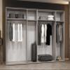 Mirjan24 Veluna III 300 6-Door Wardrobe with Mirrors, Shelves and Clothing Rails, White/White + Gold view 3