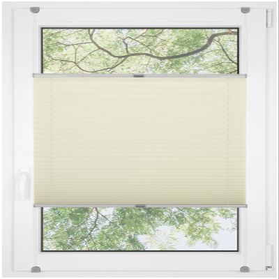 RENA No-Drill Pleated Blind for Windows and Doors, Made-to-Measure Blackout Blind, Indoor Window Blind, Ecru, 60 x 80 cm, Gray Mechanism