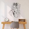 Geisha with Flowers Paper Wall Sticker 34 x 43.1 cm, Easy to Apply, Black view 3