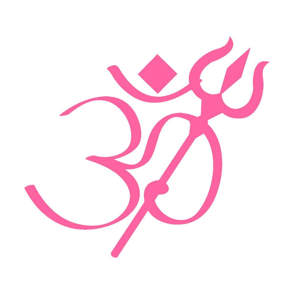 Om Symbol Yoga Trishula Hindu Script Wall Decal 54 x 59.8 cm Pink, Does Not Fall Off