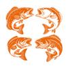 Vinyl Wall Decal, Four Detailed Vintage Perch Fish, 54 x 55.3 cm, Orange view 2