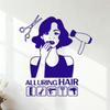 Cute Haircut Beauty Salon Fashion Wall Decal, Dark Blue, 34 x 37.9 cm view 1
