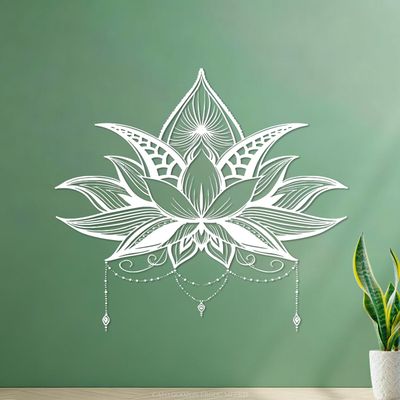 Mandala Wall Decal, Bohemian Hindu Mandala, 51 × 56.9 cm, White, with Transfer Film Set