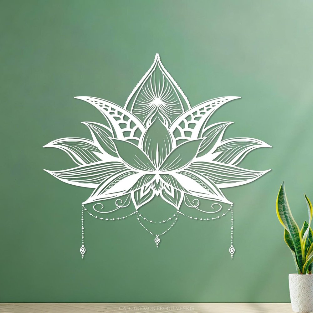 Mandala Wall Decal, Bohemian Hindu Mandala, 51 × 56.9 cm, White, with Transfer Film Set