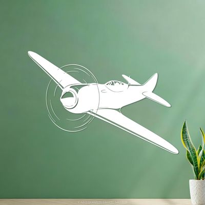 Airplane Pilot Vinyl Wall Sticker, 64 x 93.8 cm, White