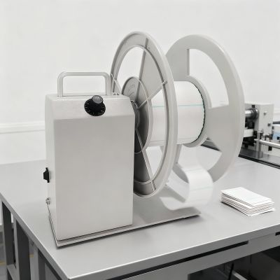 Automatic Label Rewinder, Electric, Dual Guide Plates, Forward/Reverse, 90/120 mm, 230 mm OD, 120 RPM