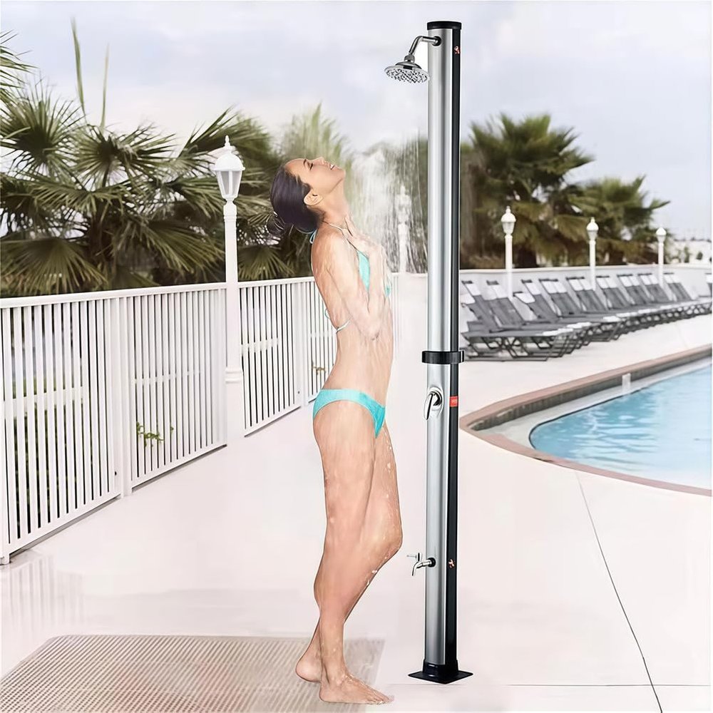 Solar-Powered Outdoor Shower, 2.1 m Pool Shower with 360° Rotating Showerhead