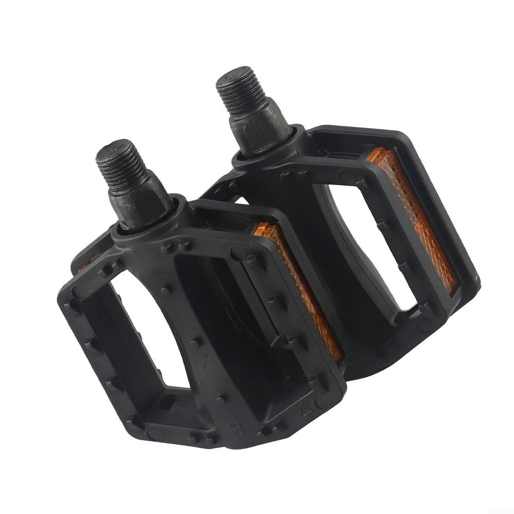 Kids' Bicycle Pedal Set, 12 mm/14 mm Thread, Flat Pedals with Large Contact Area and Two Reflective Plates for Increased Road Visibility (12 mm)