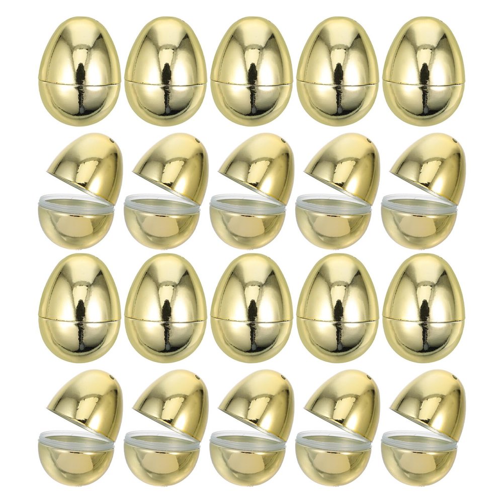 Veemoon 30-Pack Fillable Plastic Easter Eggs, 6 x 4 cm, Gold Look