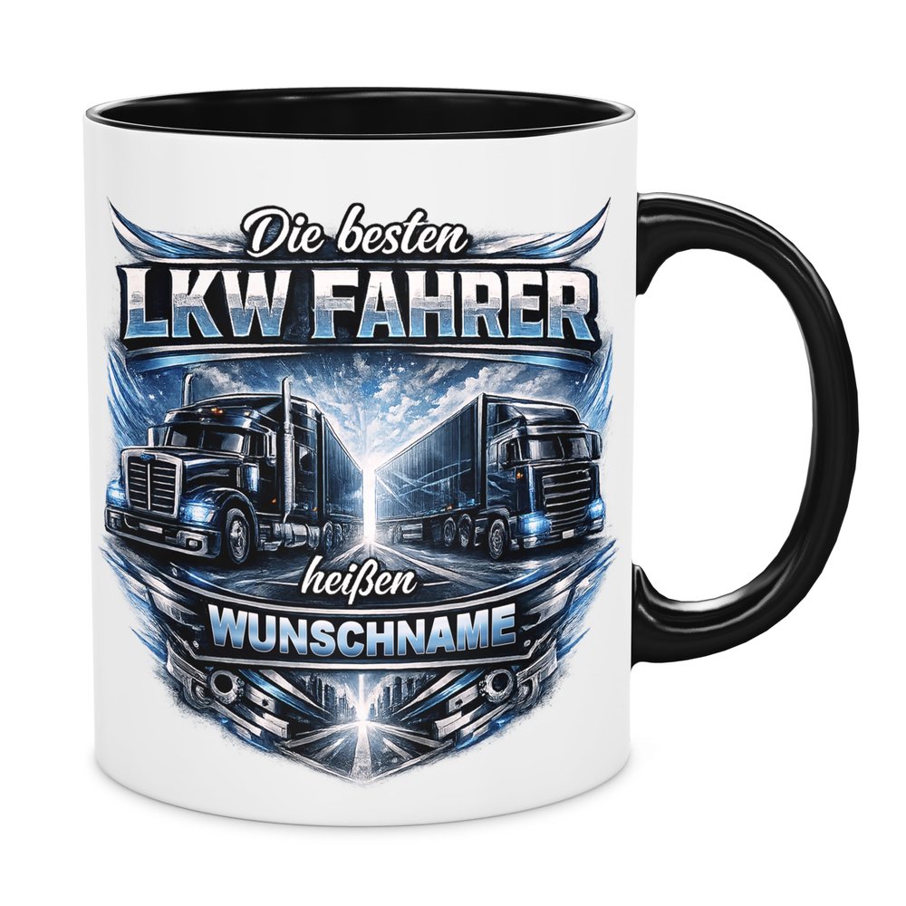 Personalized Truck Driver Mug with Name, 300 ml, Black