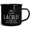 MoonWorks Black Enamel Mug – “Smile, You Can’t Kill Them All” view 1