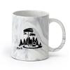 LAYEHDF Ceramic Mug for Home and Office, Natural Trees Forest Grass Vacation, 11 oz/320 ml, Marble Black view 1