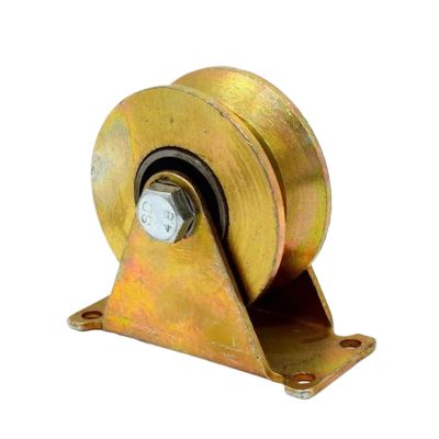 Grooved Pulley Block, 1-Piece Steel Sliding Pulley with V-Groove Wheel for Reverse-Rail Sliding Gates