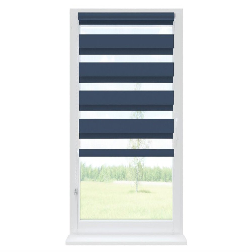 RENA No-Drill Day and Night Roller Blind with Hooks, Anthracite, Adjustable Chain, 45 x 130 cm - Granate