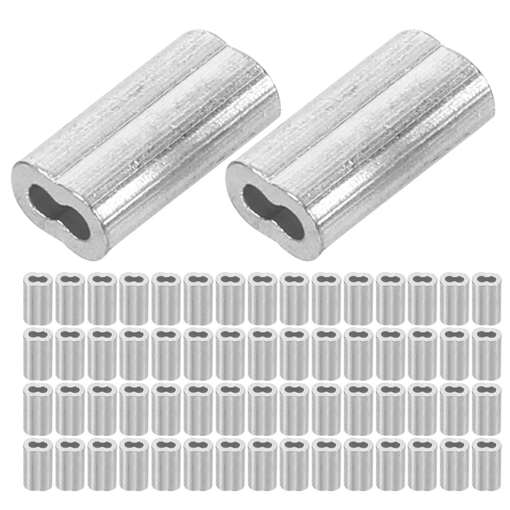 VILLFUL 500-Piece Aluminum Double Crimp Sleeves, Figure-8, 1.0 mm, for Steel Wire Rope