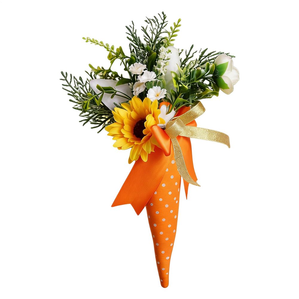 Easter Ornament Realistic Miniature Sunflower Carrot Bouquet