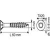 Schüssmetall Countersunk Chipboard Screws, 4 x 60 mm, 400 pcs., TX20 view 3