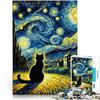 Starry Night Cat Puzzle, 1,000 Pieces, 52 x 38 cm view 1