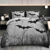Bat Bedding Set 155x200 cm, 3D Halloween Print, Microfiber Duvet Cover with 2 Pillowcases view 1