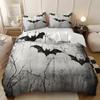 Bat Bedding Set 155x200 cm, 3D Halloween Print, Microfiber Duvet Cover with 2 Pillowcases view 3