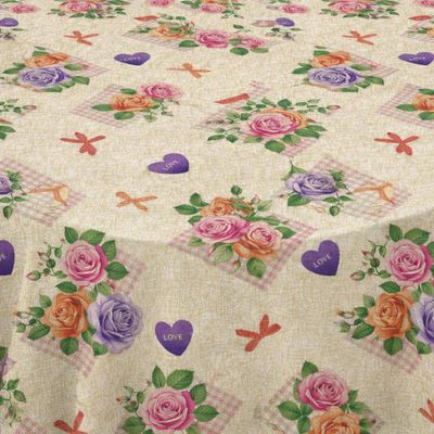 Oilcloth Garden Tablecloth, Herzblüte, Round, 140 cm