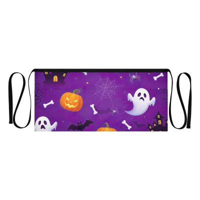 RPLIFE Waist Apron with Lantern Pumpkins for Men and Women, Short Server Apron with 3 Pockets