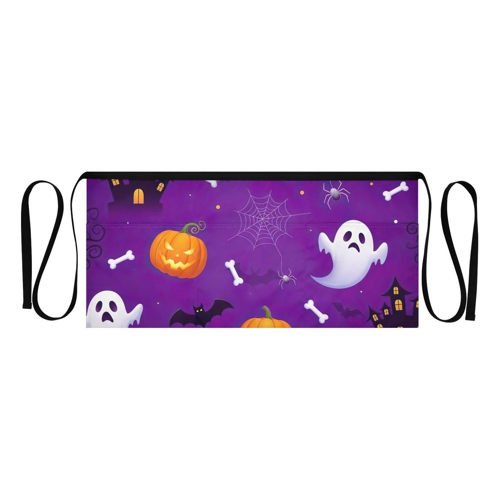 RPLIFE Waist Apron with Lantern Pumpkins for Men and Women, Short Server Apron with 3 Pockets