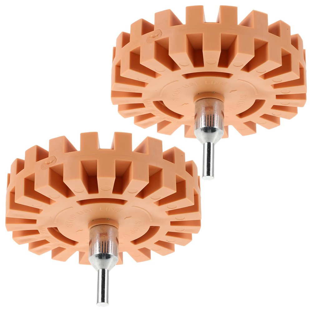 HANABASS 2-Piece Serrated Rubber Eraser Wheels for Drills, for Removing Stickers and Adhesive from Cars and Motorcycles, with Durable Alloy Adapter