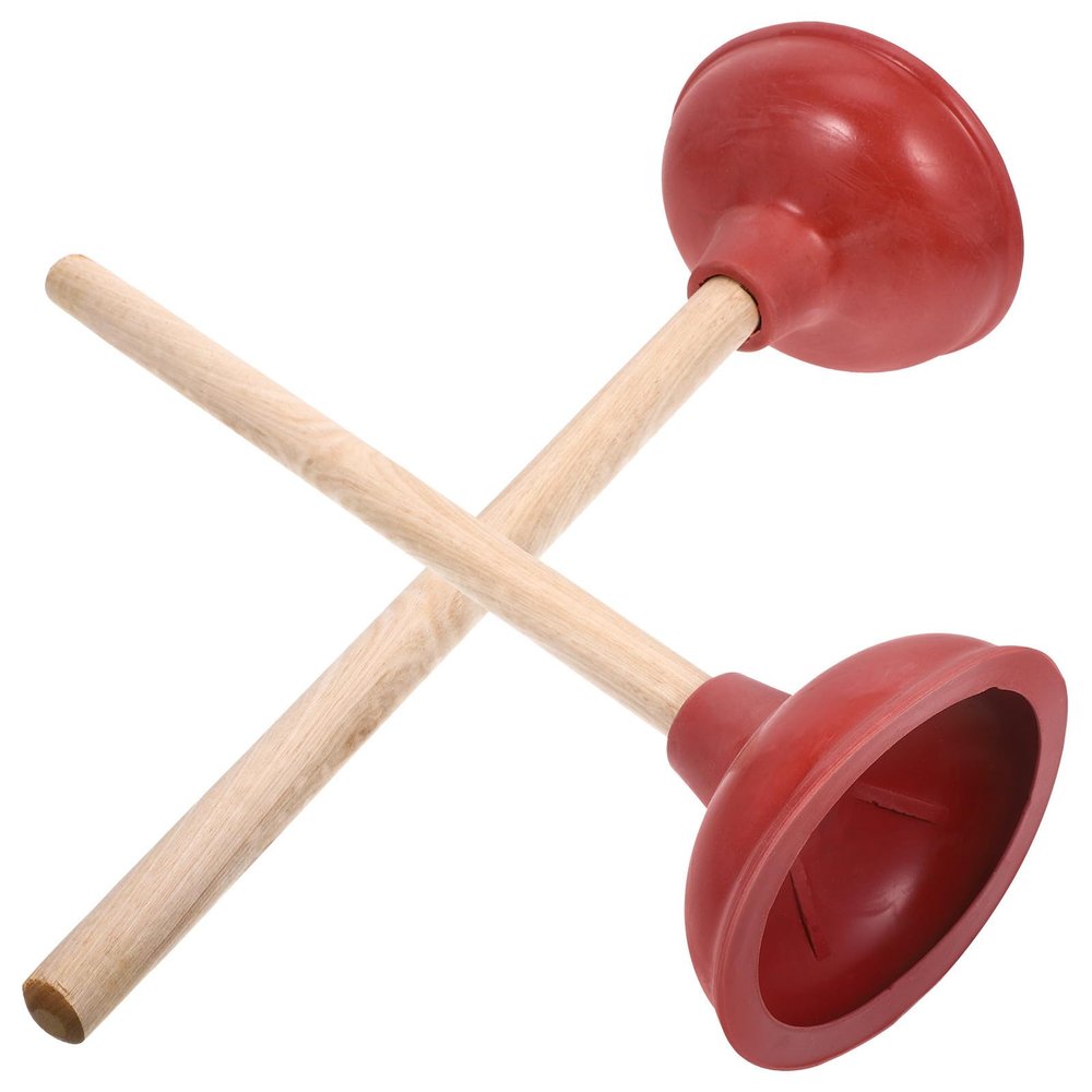Cabilock 2-Piece Rubber Toilet Plungers with Wooden Handles, Suction-Cup Drain Cleaners for Kitchen and Bathroom Clogs, Home and Office