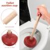 Cabilock 2-Piece Rubber Toilet Plungers with Wooden Handles, Suction-Cup Drain Cleaners for Kitchen and Bathroom Clogs, Home and Office view 3