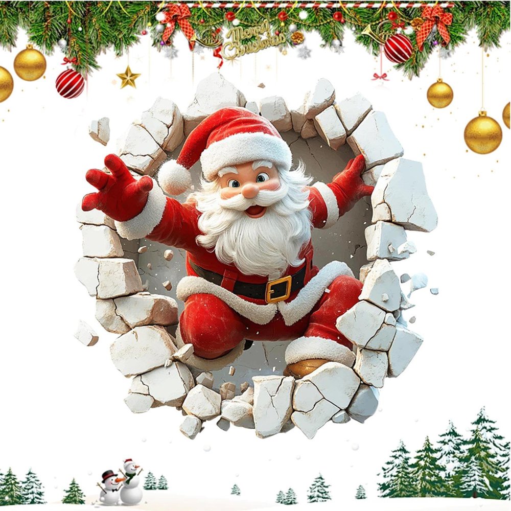 qixeuoa Christmas Window Decorations - Santa PVC Glass Stickers
