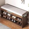Narrow Rattan Shoe Cabinet with Entryway Bench view 2