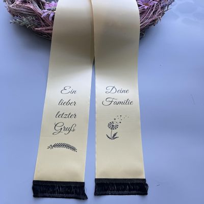 (23 Color Options) Personalized SuperSatin Mourning Ribbon with Custom Text, Printed Funeral Arrangement, Urn, Grave Bouquet, or Wreath Ribbon (Corn Yellow, 100 mm Wide)
