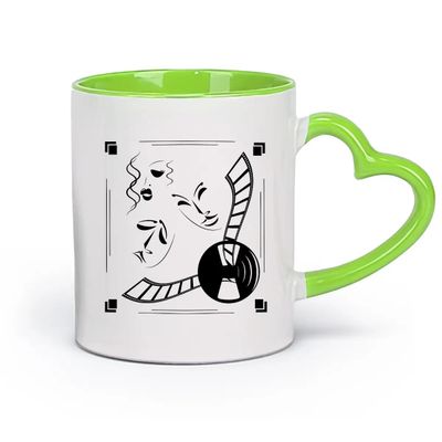 LAYEHDF Ceramic Coffee Mug, Cinema Filmstrip Design, 11 oz/320 ml, Green