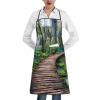 Cxzmnba Premium Wooden Cross-Back Apron with Pocket, Water-Resistant, White, One Size view 1