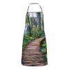 Cxzmnba Premium Wooden Cross-Back Apron with Pocket, Water-Resistant, White, One Size view 2