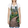 Cxzmnba Premium Wooden Cross-Back Apron with Pocket, Water-Resistant, White, One Size view 3