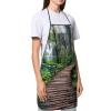 Cxzmnba Premium Wooden Cross-Back Apron with Pocket, Water-Resistant, White, One Size view 4