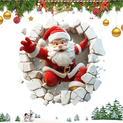 Christmas Window Stickers | 3D Santa PVC Glass Decal