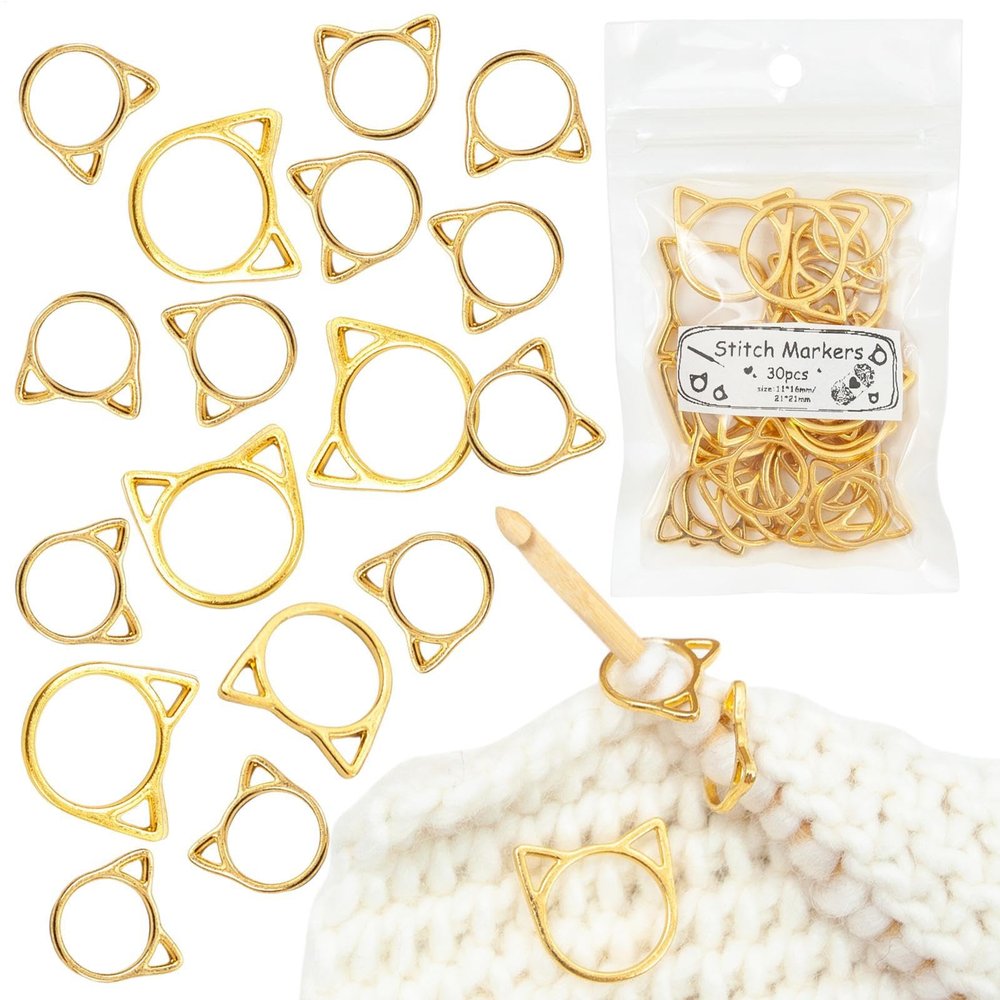 Cat Ear Stitch Markers - 30 Pack