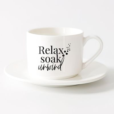Novel Ceramic Coffee Cup with Saucer, 6 oz/175 ml