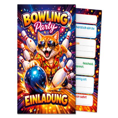 JuNa-Experten 12 Bowling Birthday Party Invitations for Kids
