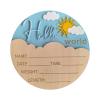Round Wooden Birth Announcement Sign with Baby Name and Date view 1